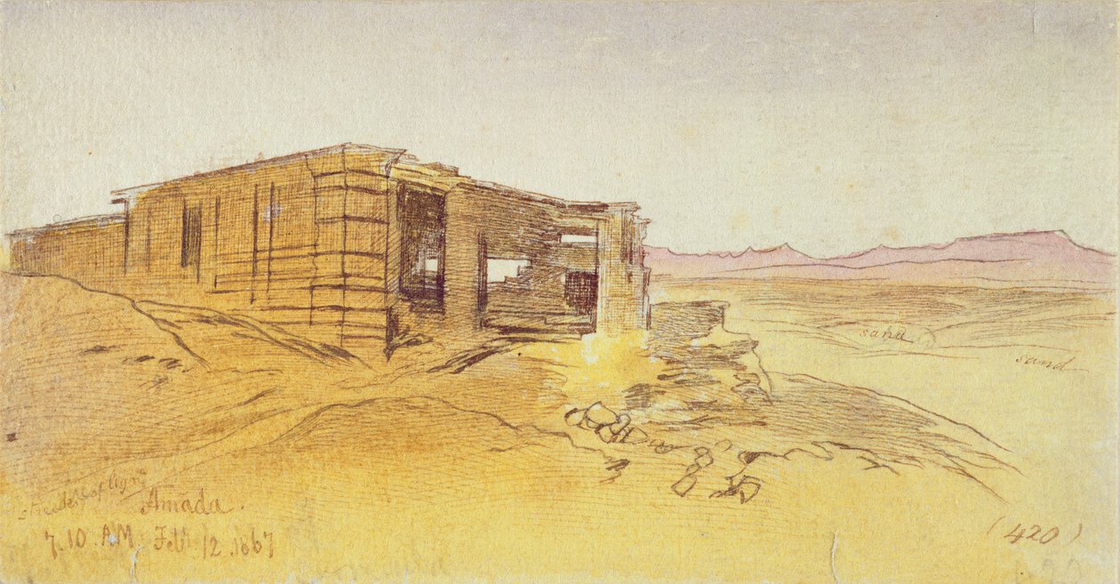 Amada, 07.10, 12. februar 1867, 1867 (penn og brunt blekk med wc over grafitt) av Edward Lear