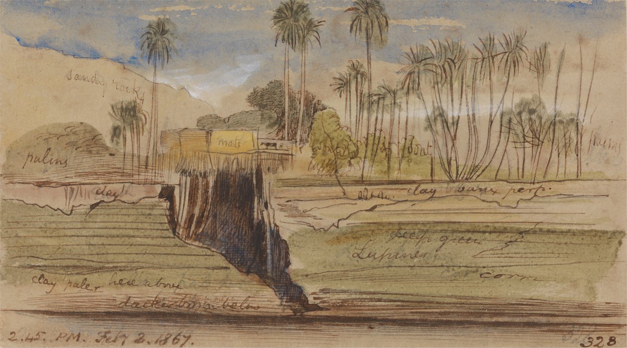 Mellom Ibreem og Wady Halfeh, kl. 14.45-2. februar 1867 (328) av Edward Lear