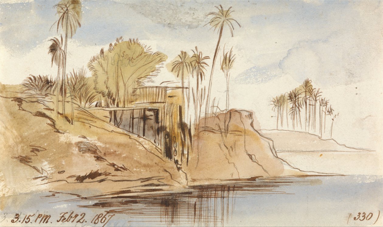Mellom Ibreem og Wady Halfeh, 15.15, 2. februar 1867 (330) av Edward Lear