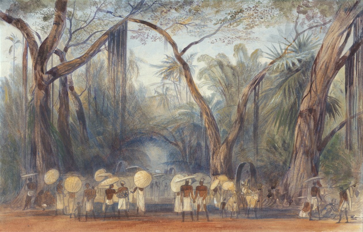 Coolies on the Road nær Kalicut, Malabar av Edward Lear