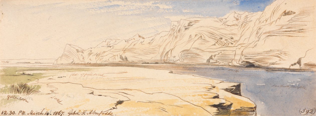 Gebel Sheikh Abu Fodde, 12-30 pm, 4. mars 1867 (592) av Edward Lear