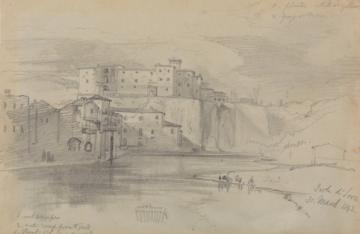 Øya Sora, 31. mars 1842 av Edward Lear