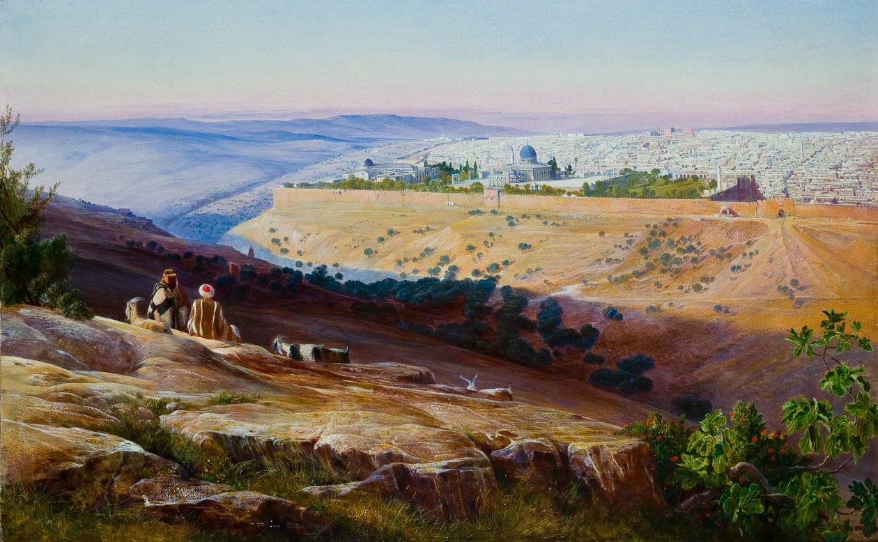 Jerusalem fra Oljeberget av Edward Lear