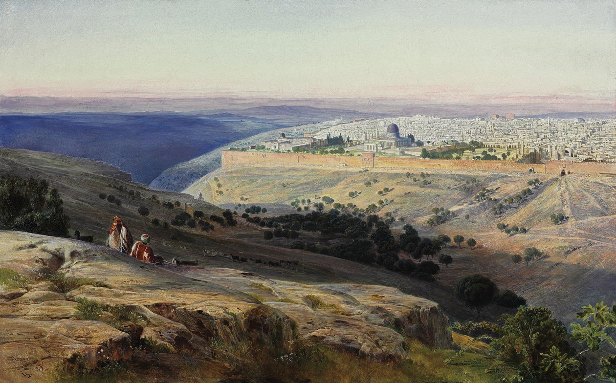Jerusalem fra Oljeberget, soloppgang av Edward Lear