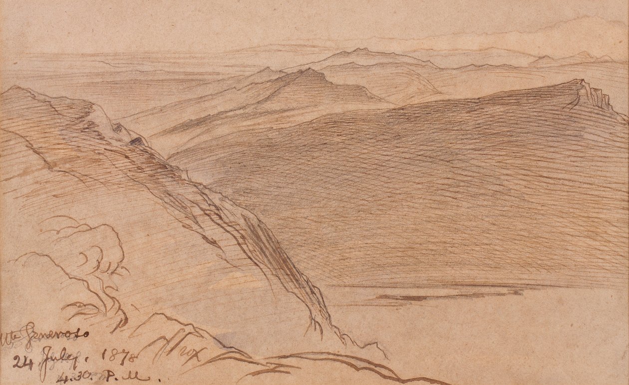 Monte Generoso, 1878 (penn og blekk og wc på papir) av Edward Lear