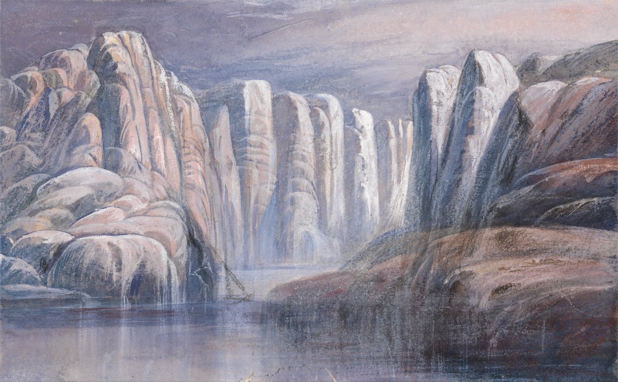 Elvepass, mellom ufruktbare fjellklipper av Edward Lear