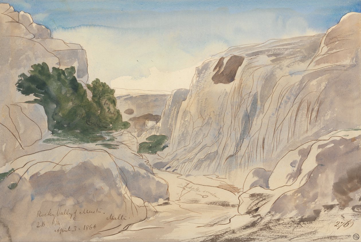 Rocky Valley of Mosta, Malta, 14-15. (3. april 1866) av Edward Lear