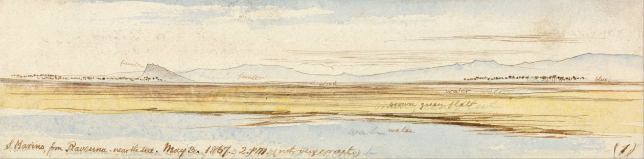 San Marino fra Ravenna av Edward Lear