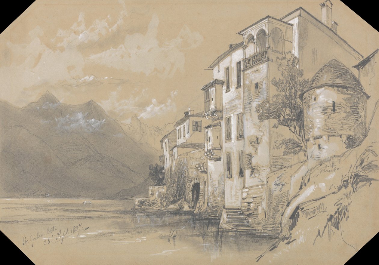 St. Giulio, Orta, 26. september 1837 av Edward Lear