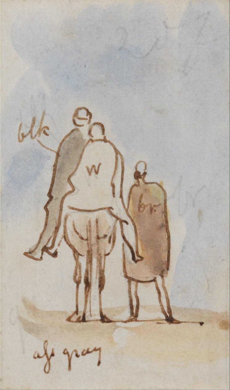 Studie av figurer og en kamel av Edward Lear