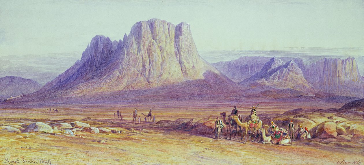 Camel Train, Condessi, Mount Sinai, 1848 av Edward Lear