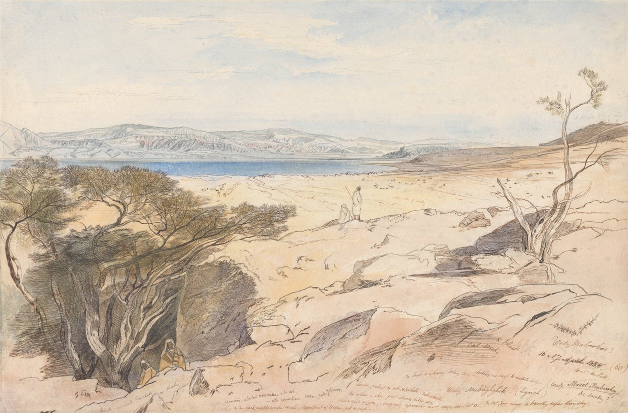 Dødehavet, 16. og 17. april 1858 av Edward Lear