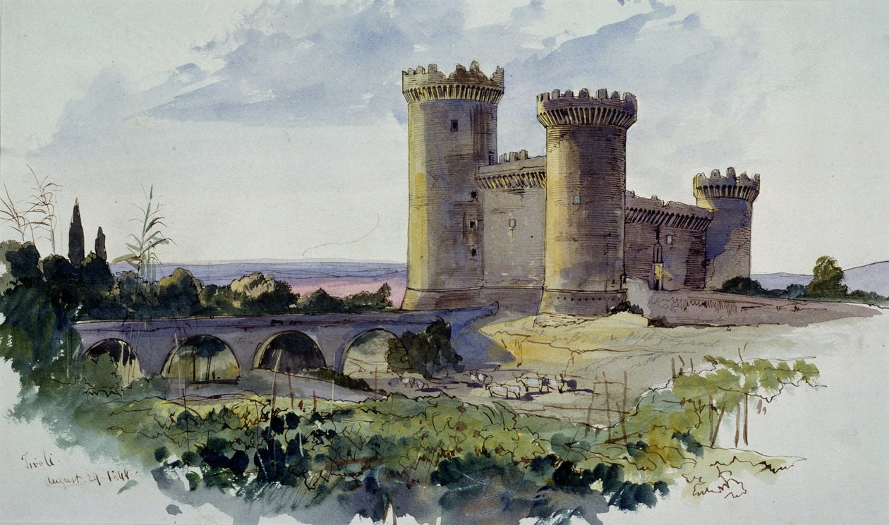 Tivoli, 1800-tallet (akvarell) av Edward Lear