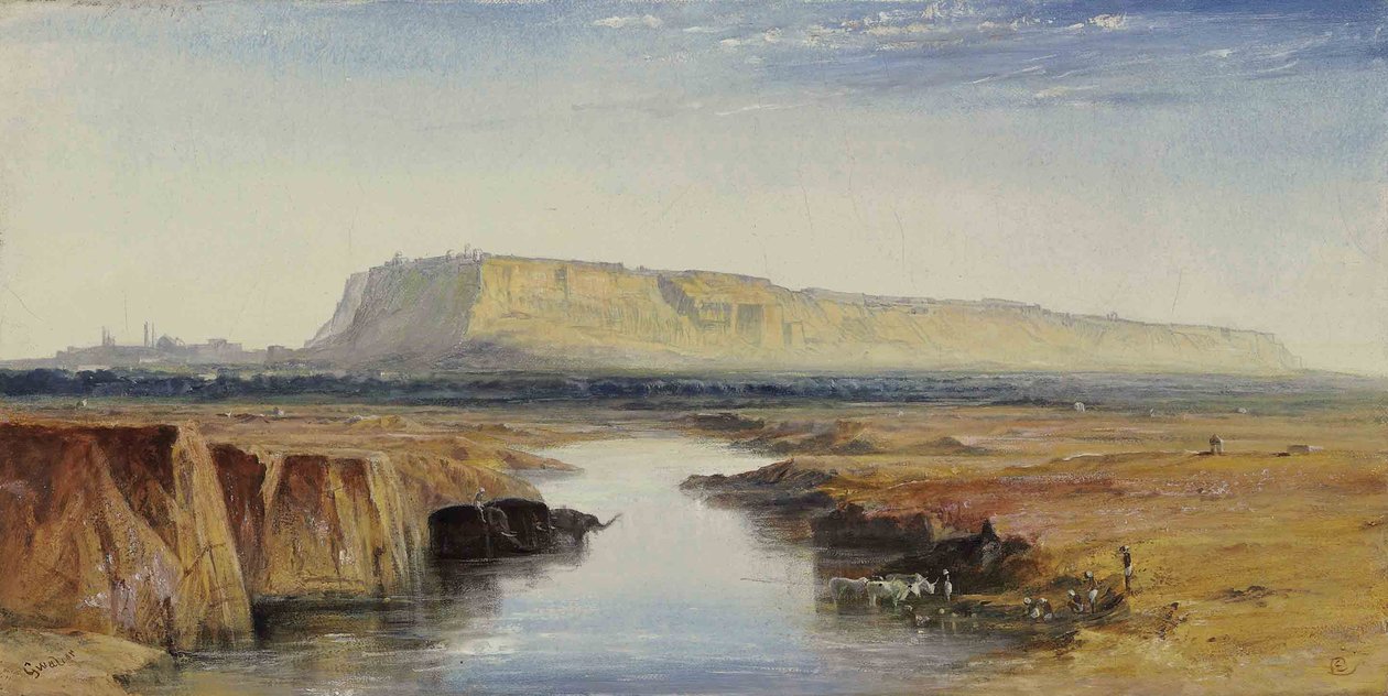 Utsikt over Gwalior, India av Edward Lear
