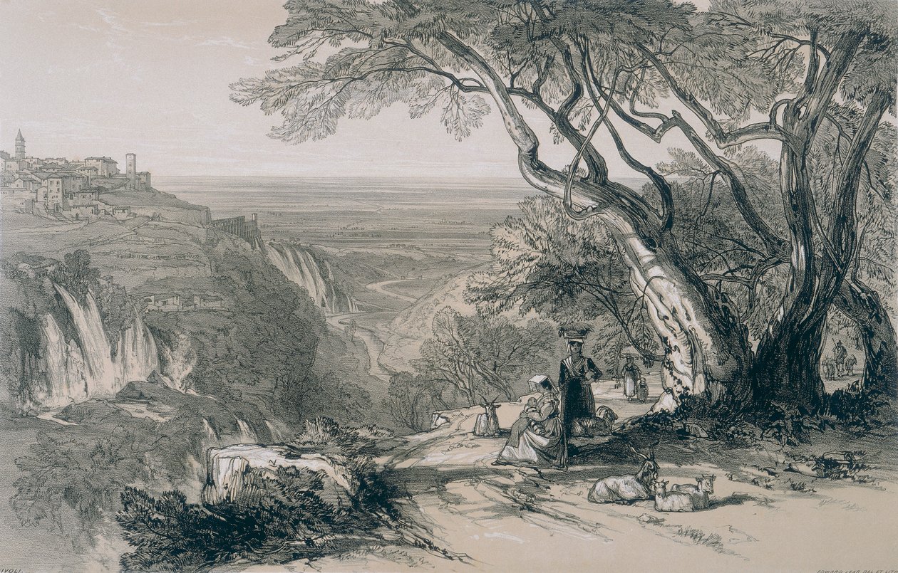 Utsikt i Roma og omegn: Tivoli med utsikt over Anio av Edward Lear