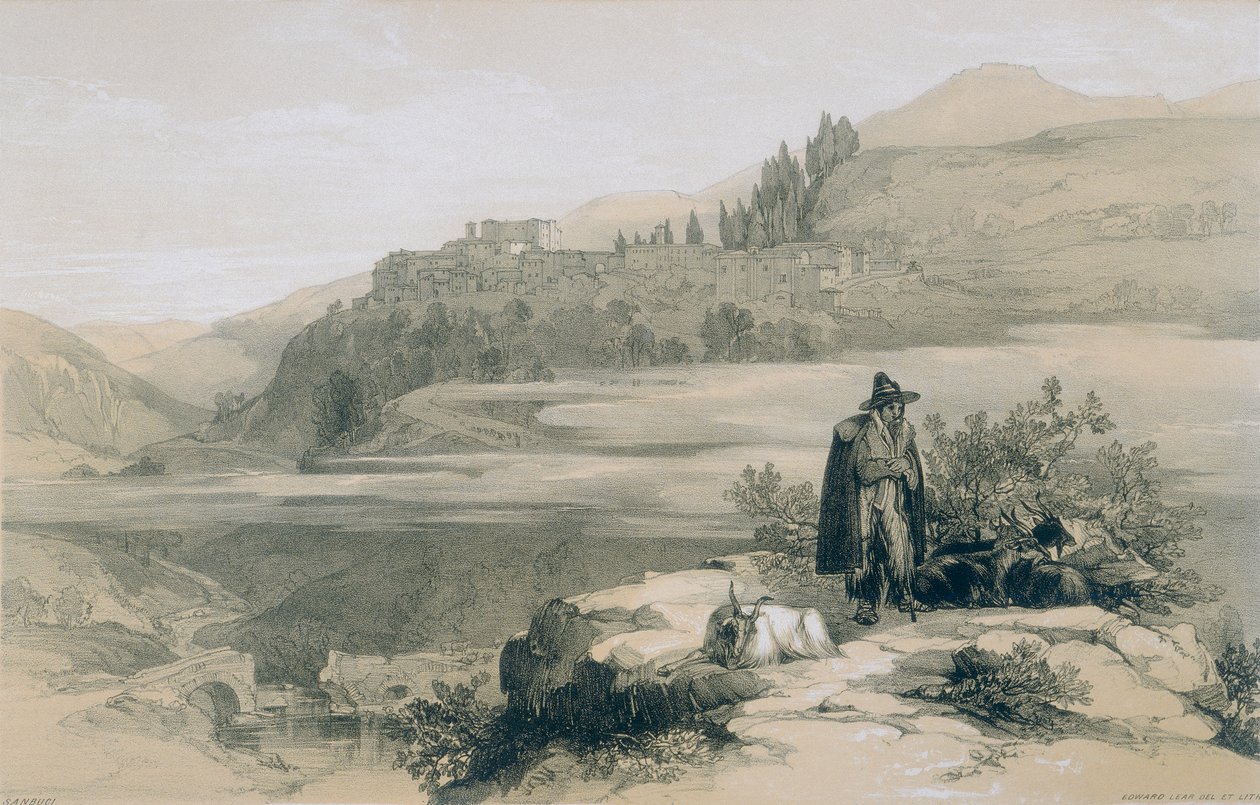 Utsikt i Roma og omegn: byen og slottet San Buci av Edward Lear
