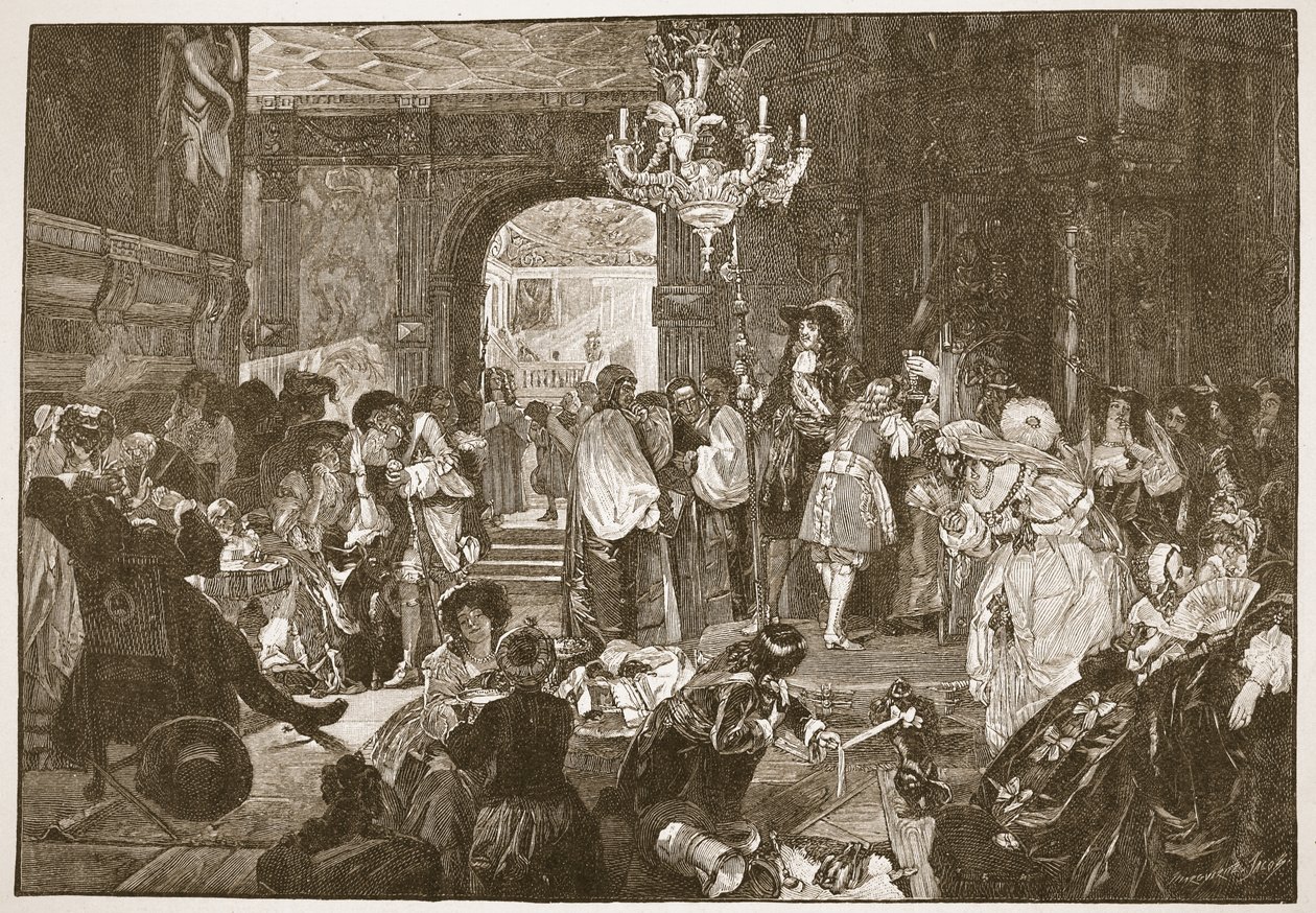 Ante-kammeret, Whitehall, under de døende øyeblikkene til Charles II, illustrasjon fra 