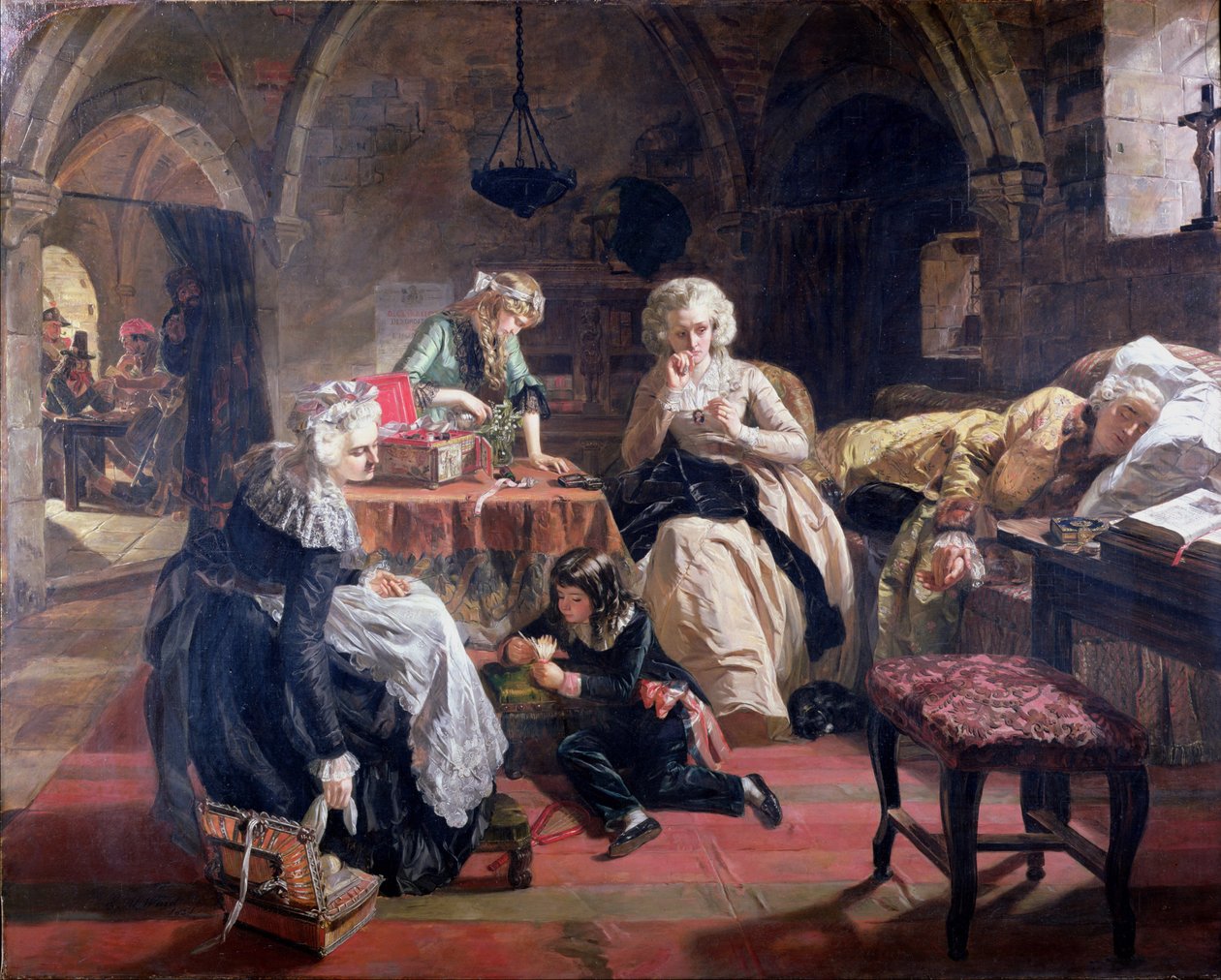 Kongefamilien i Frankrike i tempelfengselet i 1792, 1851 av Edward Matthew Ward
