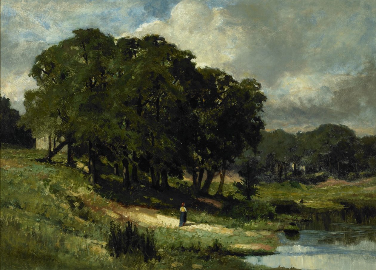 Kvinne som står nær en dam av Edward Mitchell Bannister