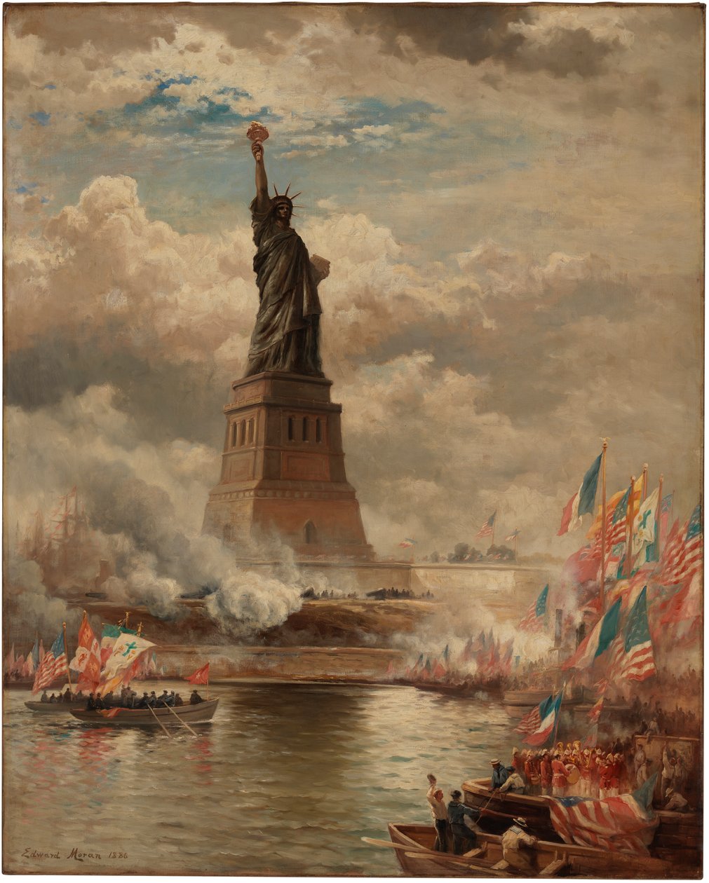 Avdukingen av Frihetsgudinnen, Enlightening the World, 1886 av Edward Moran