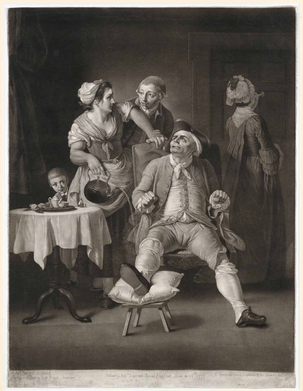 The Profligate Punished by Neglect and Contempt, trykk laget av Valentine Green, 1775 (mezzotint) av Edward Penny