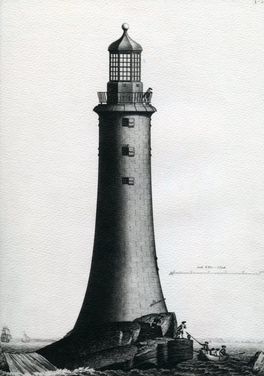 South Elevation of the Stone Lighthouse fullført på Edystone i 1759, 1763 av Edward Rooker