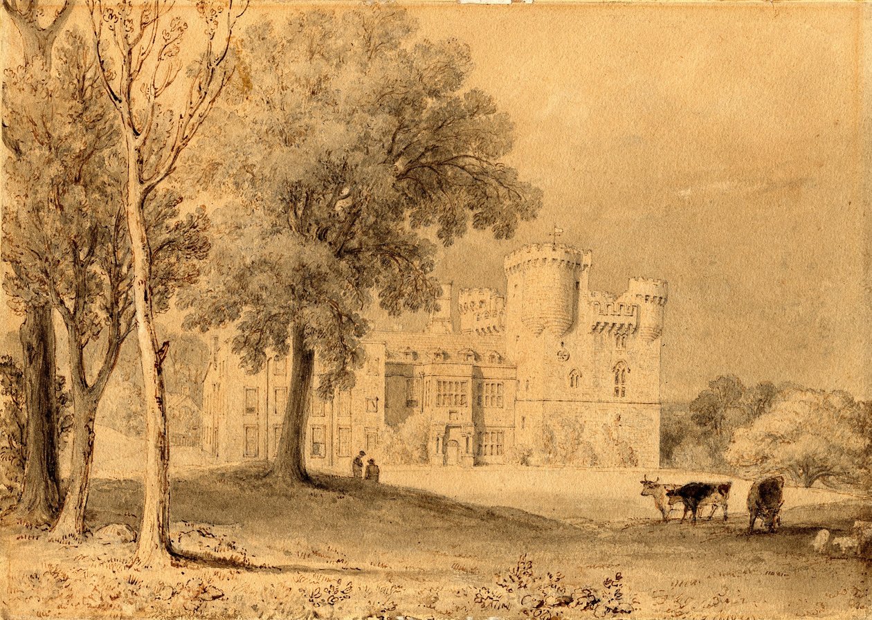 Belsay Castle, Northumberland (blekk og blyant på papir (på kort)) av Edward Swinburne