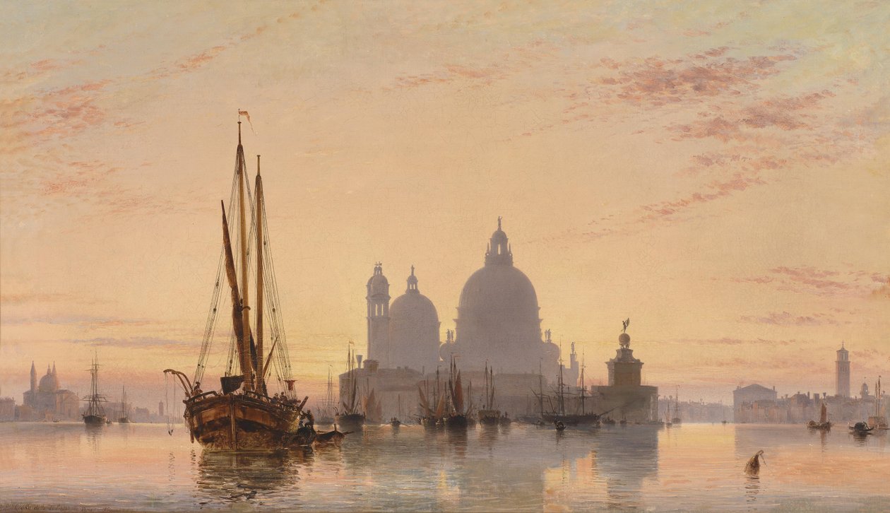 Venetiansk vedute med kirken Santa Maria della Salute av Edward William Cooke
