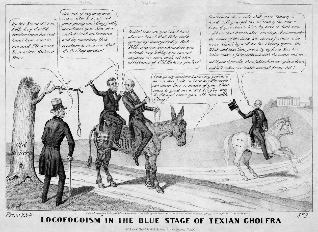 Locofocoism in the Blue Stage of Texian cholera, utgitt av HR Robinson, New York, 1844 av Edward Williams Clay