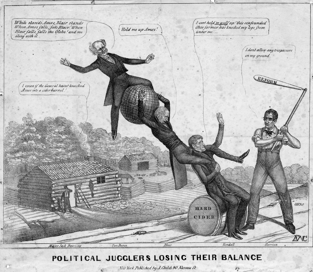 Politiske sjonglører mister balansen, utgitt av J Childs, New York, 1840 av Edward Williams Clay