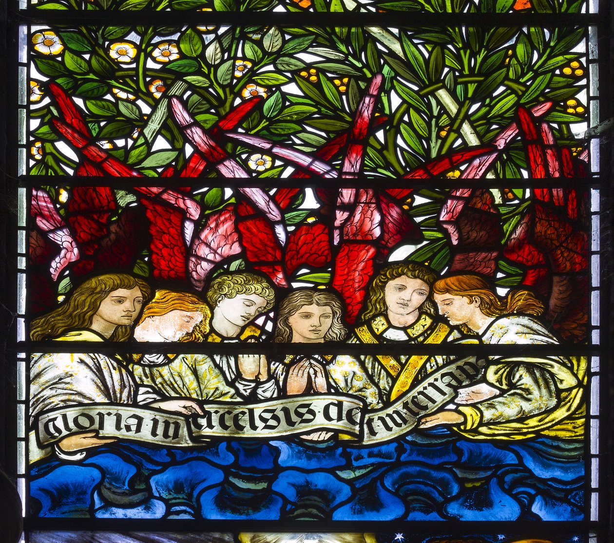 Nun Monkton, St Mary, Morris Marshall & Faulkner & Co, William Morris, Edward Burne-Jones, Angel Choir, 1873 av Edward and Morris Burne Jones