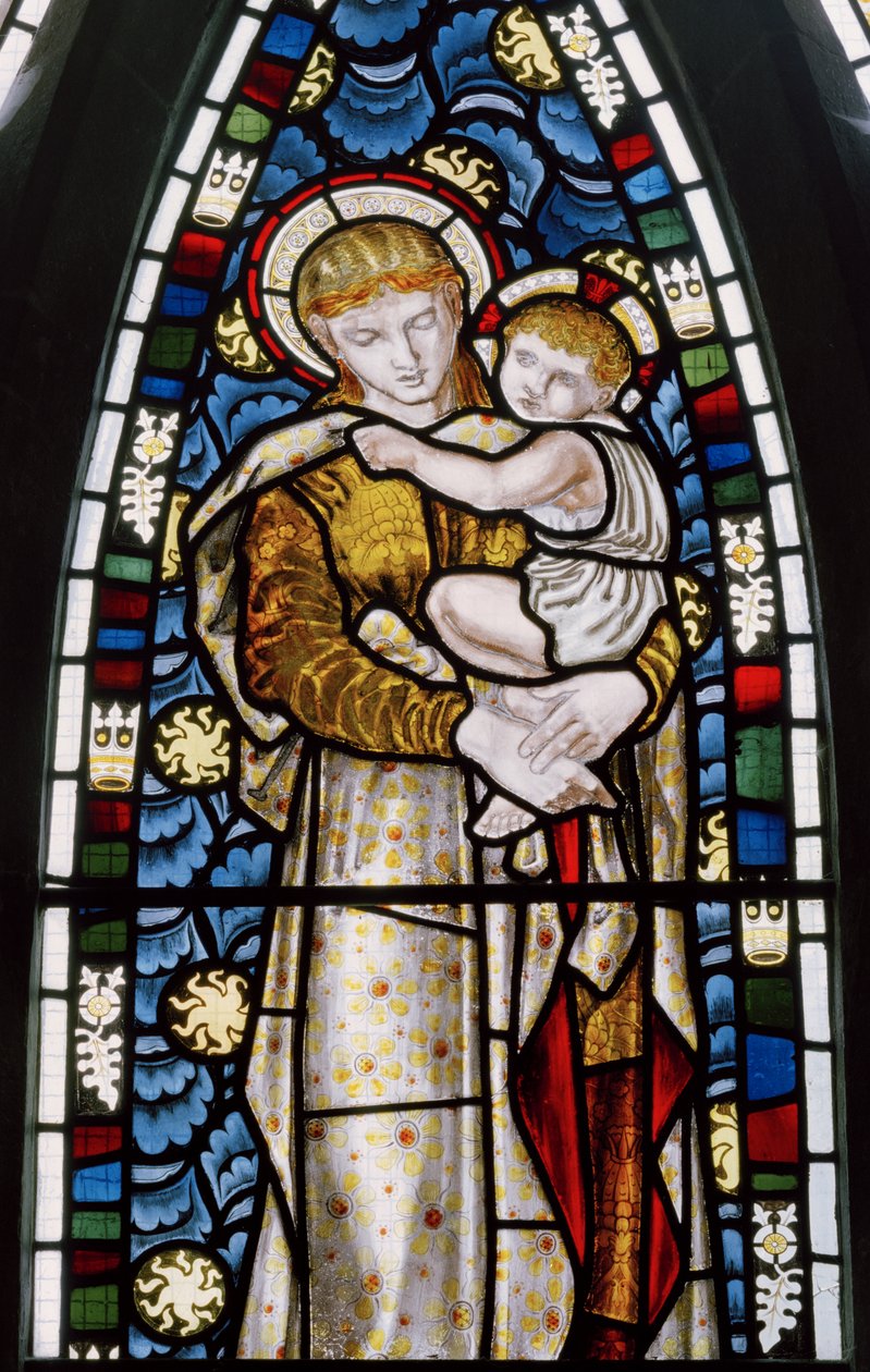 Tilehurst, St Michael, Morris Marshall & Faulkner & Co, William Morris, Edward Burne-Jones, Madonna & Child, 1869 av Edward and Morris Burne Jones