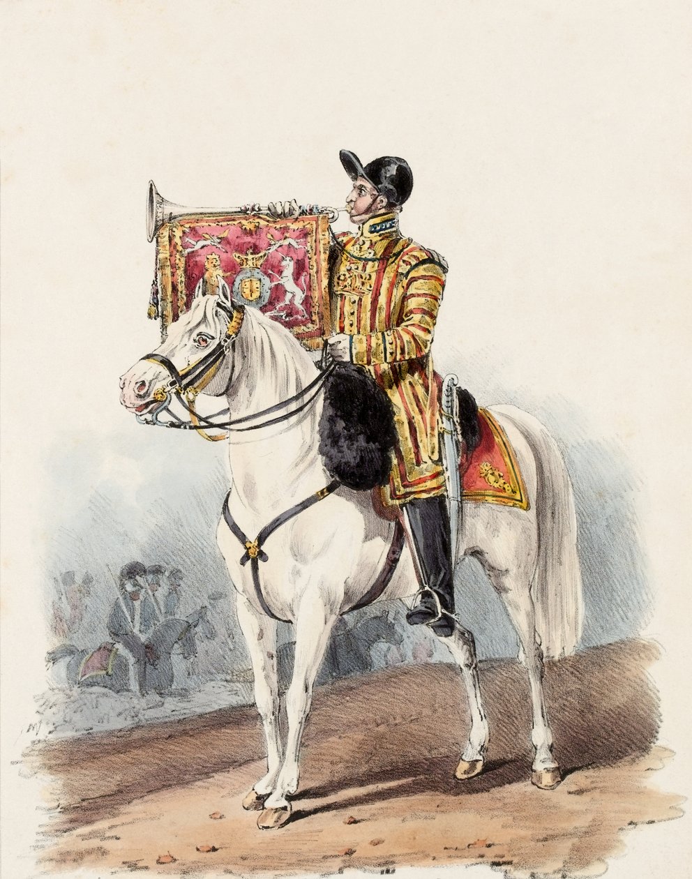 Livgarde, trompetist i statskjole av Edward (after) Hull