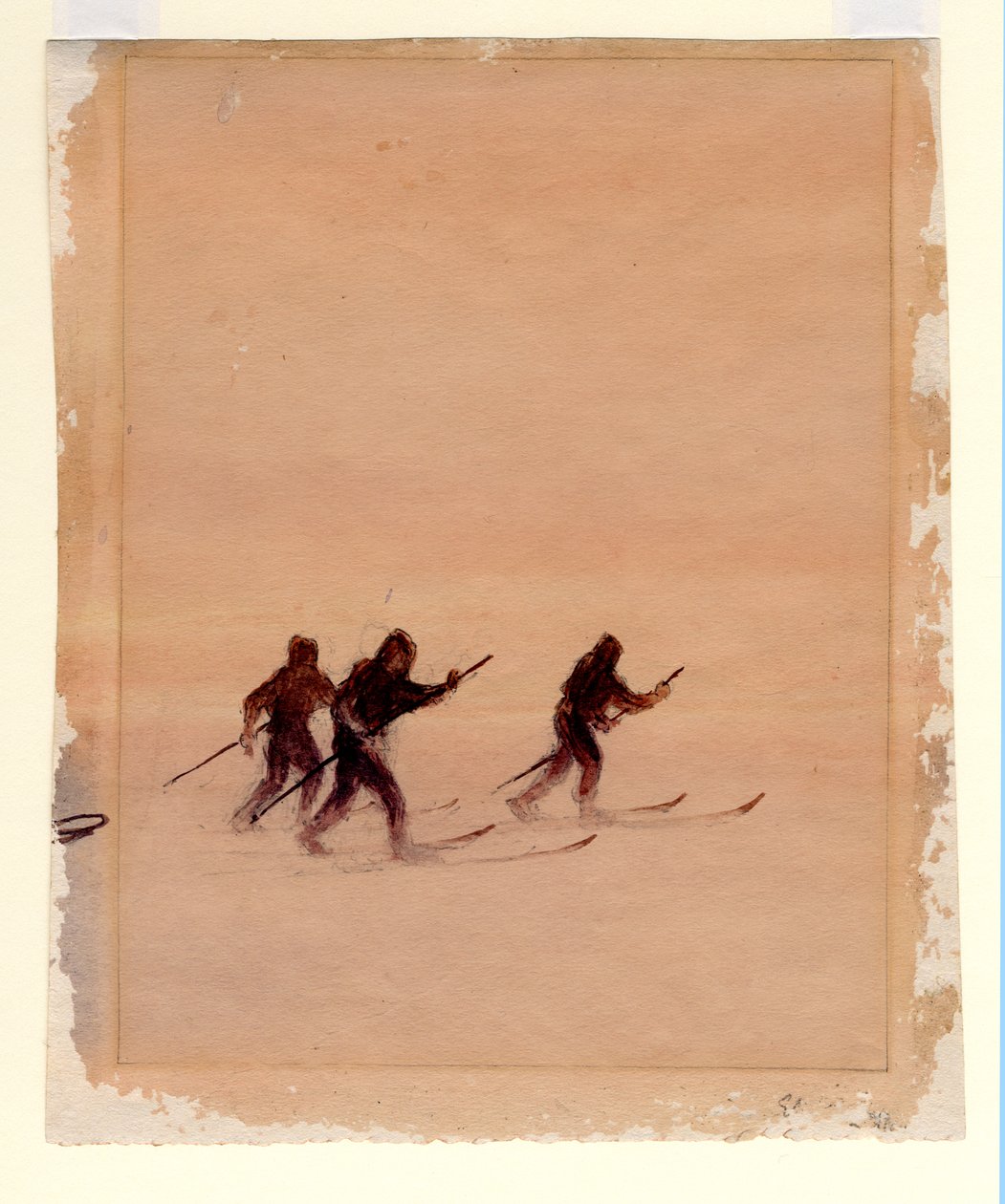 Menn på ski, 1901-04 (wc på papir) av Edward Adrian Wilson