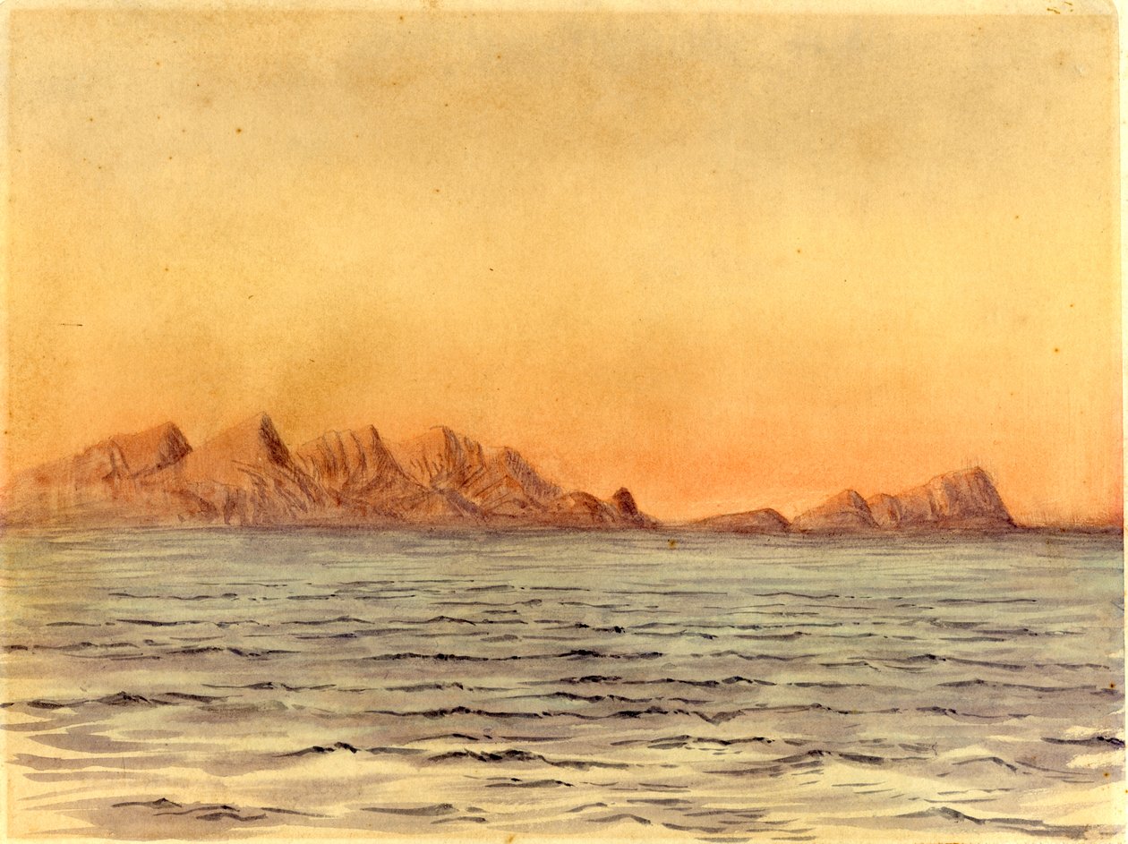 Sunset, Simons Bay, Sør-Afrika (wc på papir) av Edward Adrian Wilson