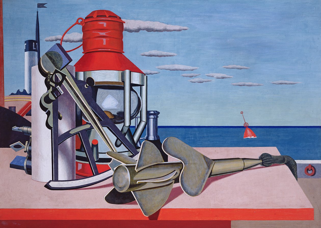 Trofaste tjenere (marine) ca. 1928 (tempera om bord) av Edward Alexander Wadsworth