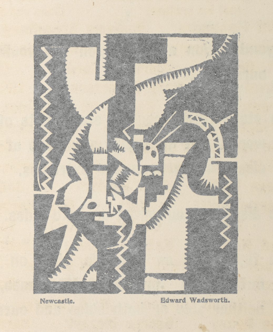 Newcastle av Edward Wadsworth fra BLAST no. 1, Vorticist-magasinet av Edward Alexander Wadsworth