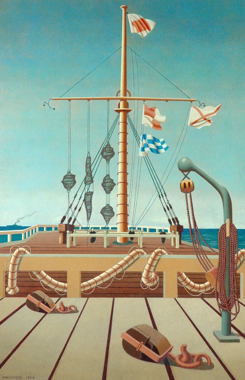 Signalstasjon (brygge) (tempera på trepanel) av Edward Alexander Wadsworth