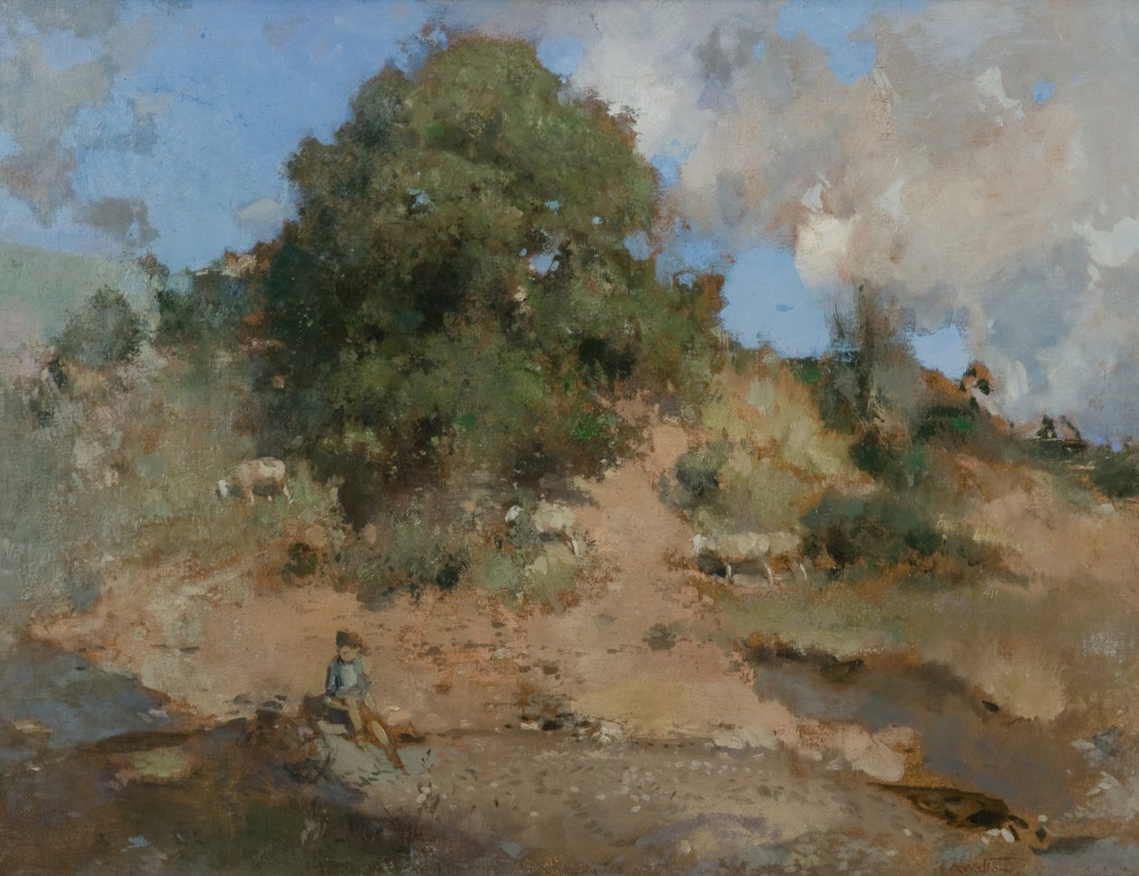 Hawthorn Bank, ca. 1910 (olje på lerret) av Edward Arthur Walton