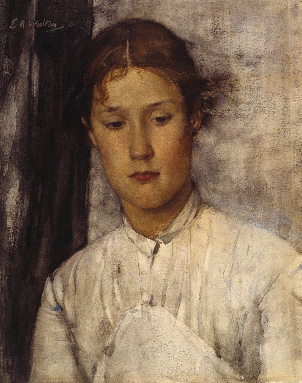 The Game Keeper's Daughter (akvarell på papir) av Edward Arthur Walton