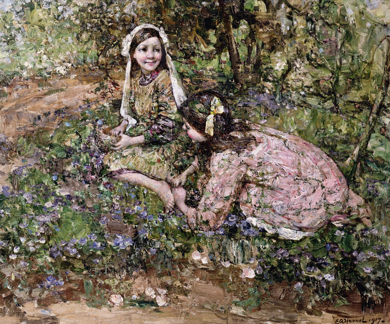 Mid Fairy Flax (olje på lerret) av Edward Atkinson Hornel