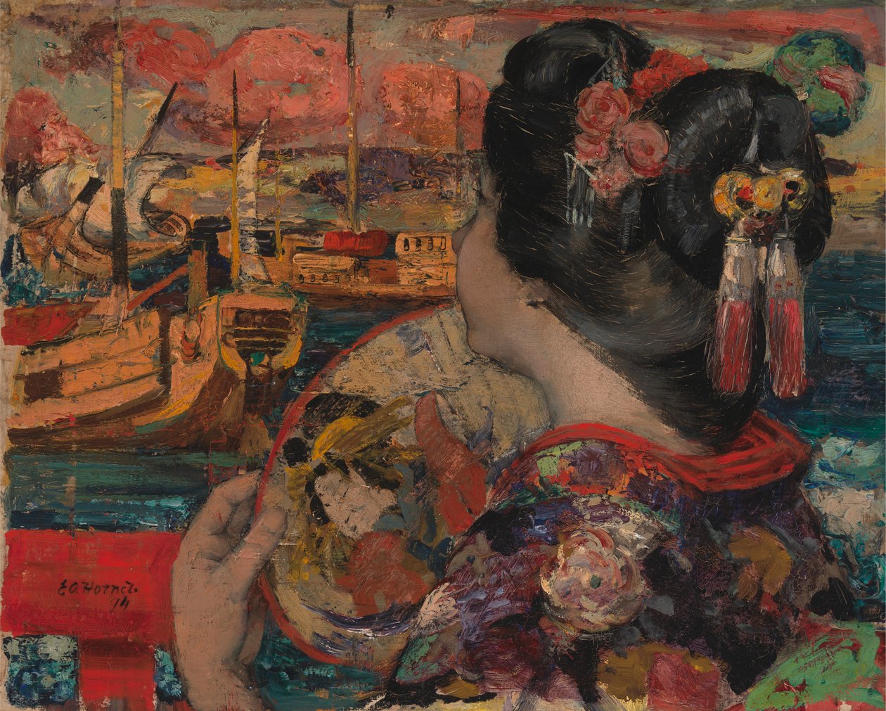 Balkongen, Yokohama av Edward Atkinson Hornel