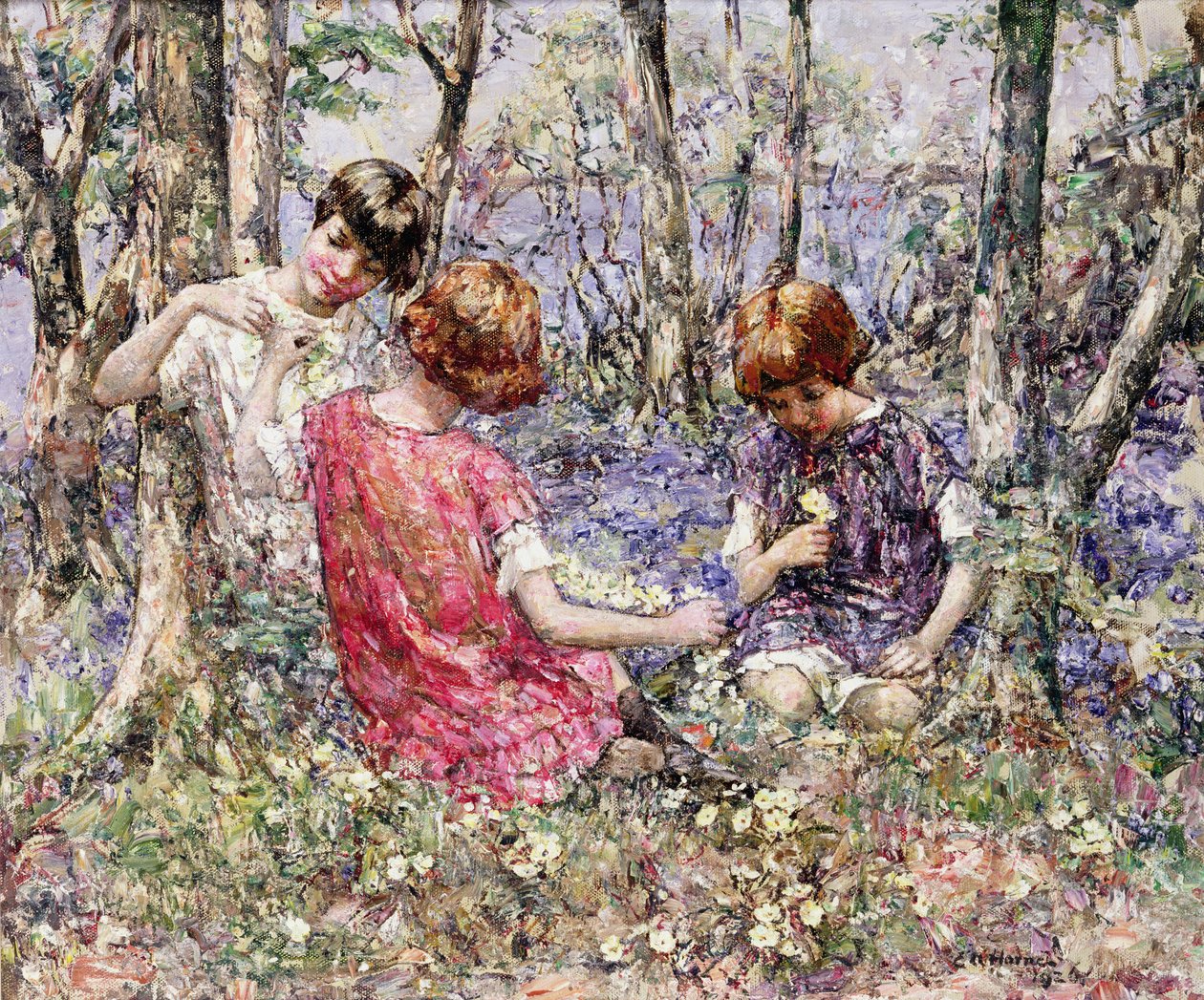 The Primrose Chain (olje på lerret) av Edward Atkinson Hornel