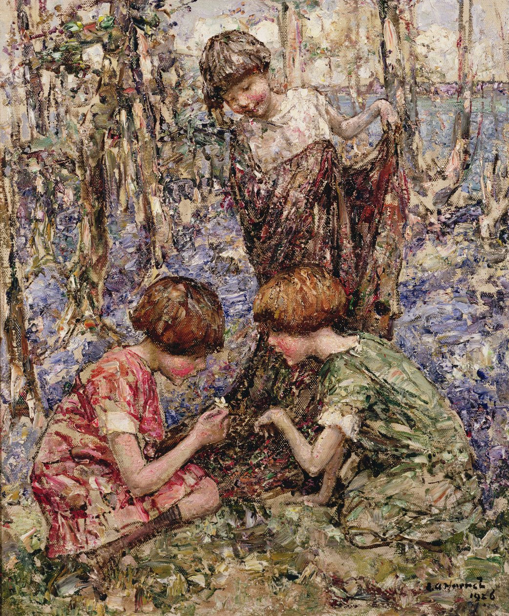 The Primrose Gatherers (olje på lerret) av Edward Atkinson Hornel