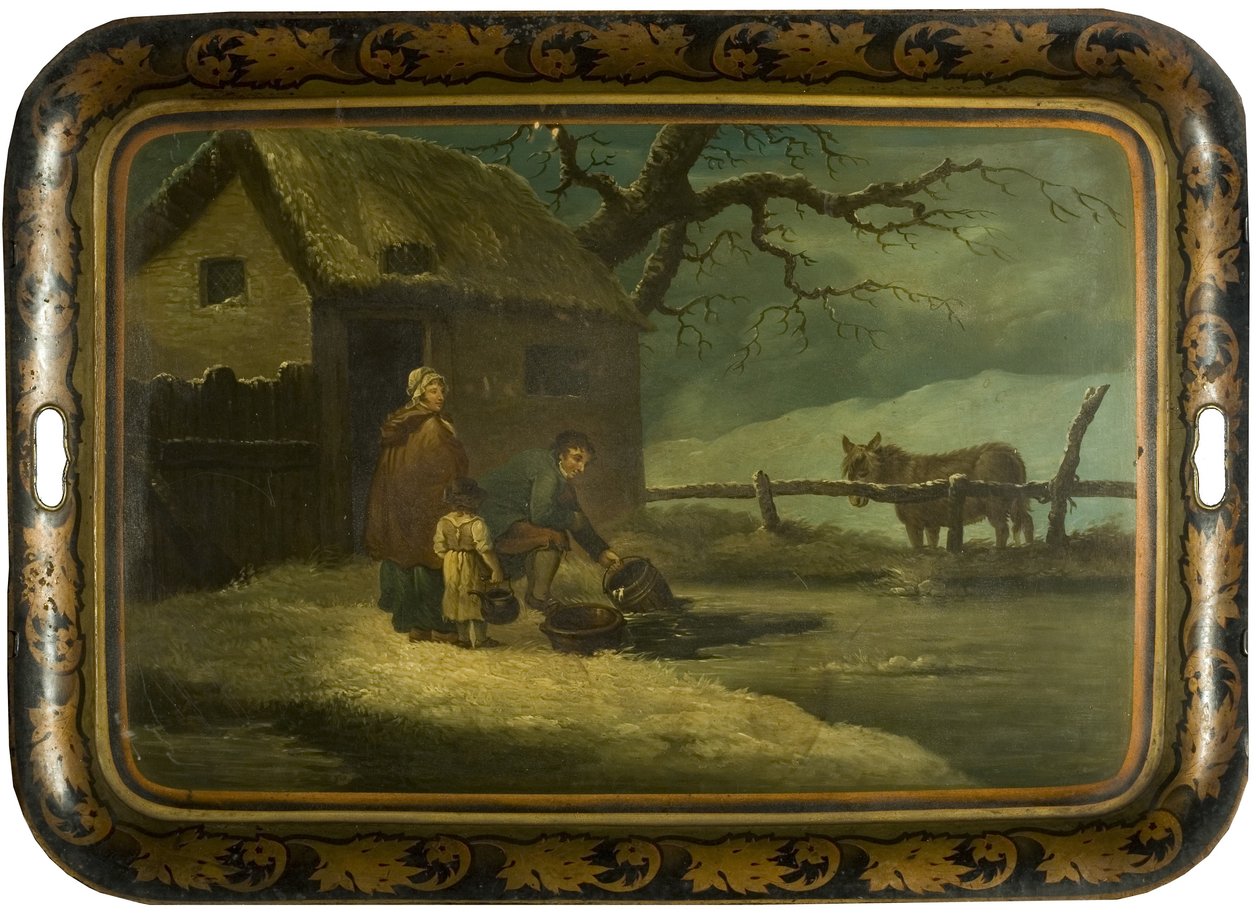 Breaking the Ice, ca. 1800 (olje på japansk tinn tebrett) av Edward Bird