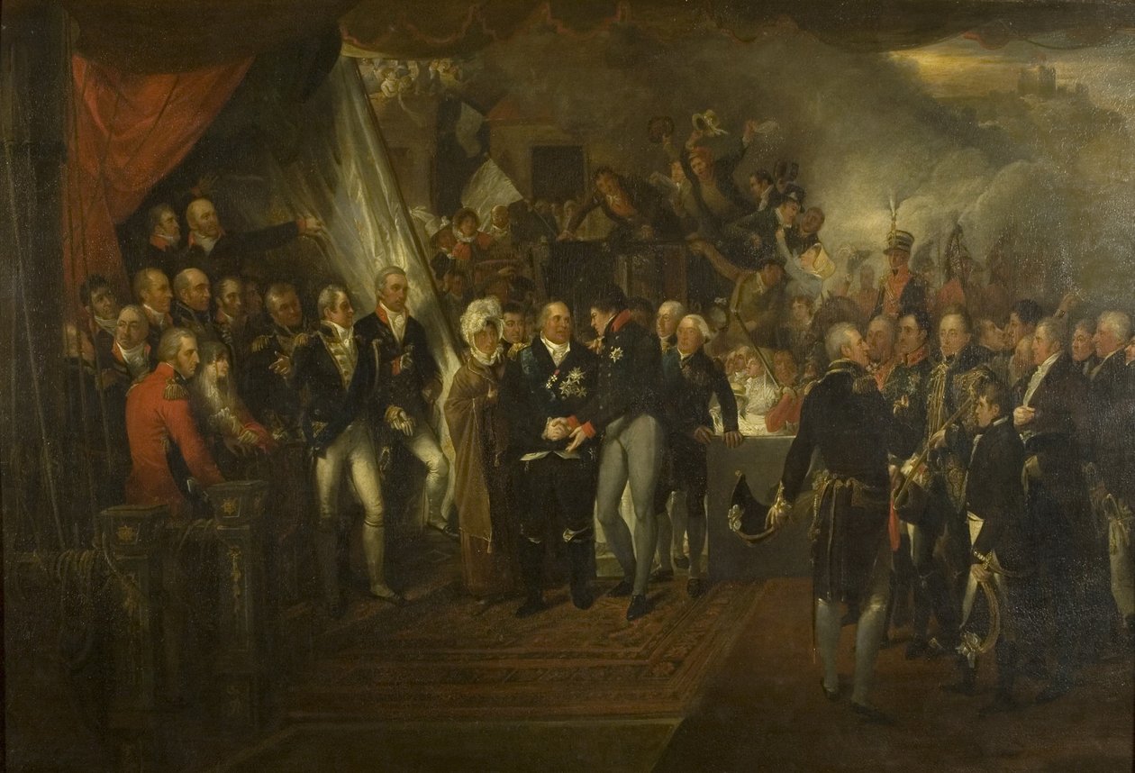 Ombordstigningen til Louis XVIII i Dover av Edward Bird