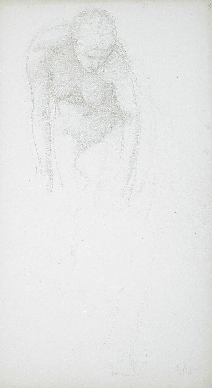 Bøyende kvinnelig nakenmodell av Edward Burne-Jones