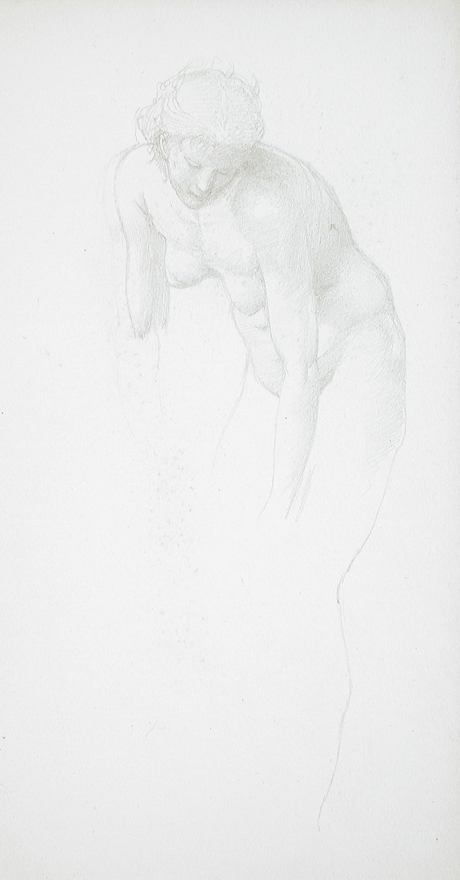 Bøyende kvinnelig nakenmodell av Edward Burne-Jones