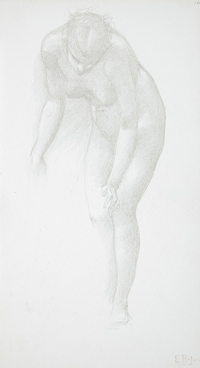 Bøyende kvinnelig nakenmodell av Edward Burne-Jones