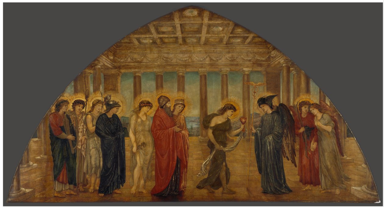 Amor og Psyke - Palace Green Murals - Psyke går inn i Olympens portaler av Edward Burne-Jones